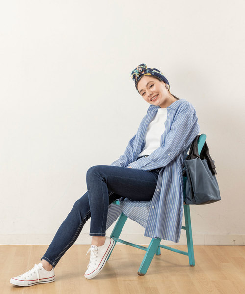 Petit Honfleur（プチオンフルール）の「◇カタログ掲載◇ストライプシャツワンピース（シャツワンピース・レディース・ネイビー/ブルー・11号/9号/13号）」の7枚目の写真