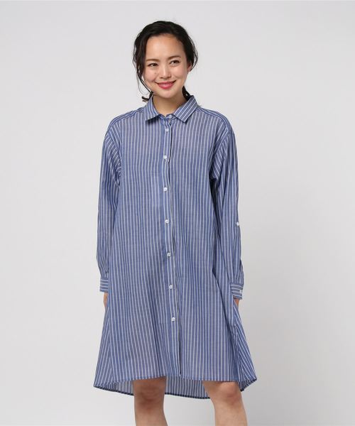 Petit Honfleur（プチオンフルール）の「◇カタログ掲載◇ストライプシャツワンピース（シャツワンピース・レディース・ネイビー/ブルー・11号/9号/13号）」の9枚目の写真