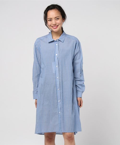 Petit Honfleur（プチオンフルール）の「◇カタログ掲載◇ストライプシャツワンピース（シャツワンピース・レディース・ネイビー/ブルー・11号/9号/13号）」の10枚目の写真