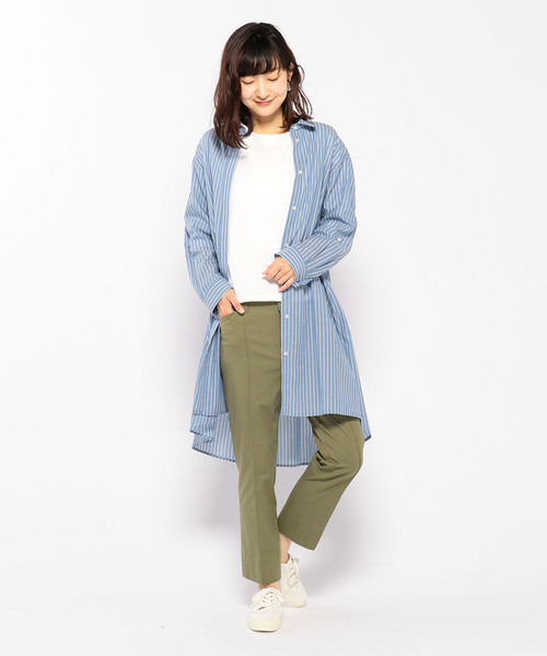 Petit Honfleur（プチオンフルール）の「◇カタログ掲載◇ストライプシャツワンピース（シャツワンピース・レディース・ネイビー/ブルー・11号/9号/13号）」の19枚目の写真