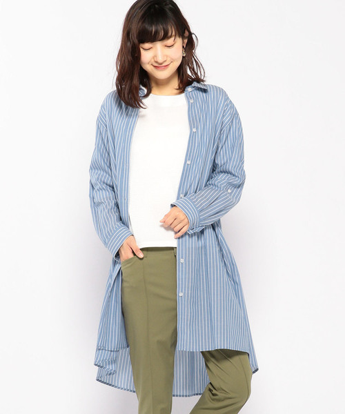 Petit Honfleur（プチオンフルール）の「◇カタログ掲載◇ストライプシャツワンピース（シャツワンピース・レディース・ネイビー/ブルー・11号/9号/13号）」の21枚目の写真