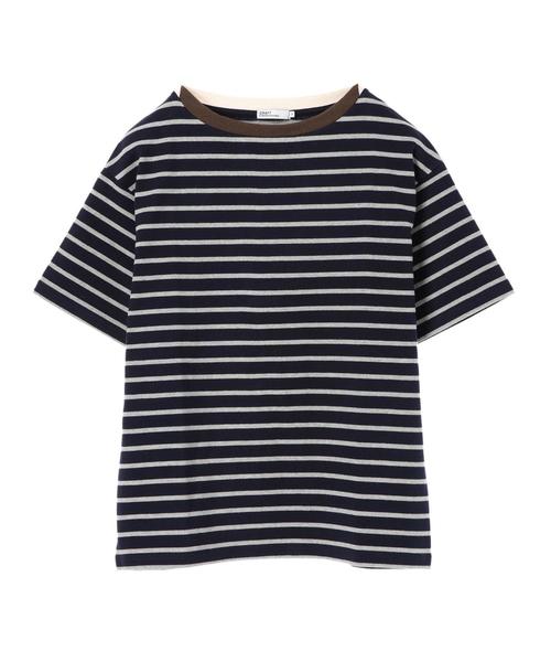 CRAFT STANDARD BOUTIQUE（クラフトスタンダードブティック）の「衿配色ボーダーカットBIGプルオーバー●（Tシャツ/カットソー・レディース・ネイビー/アイボリー・L/M）」の6枚目の写真