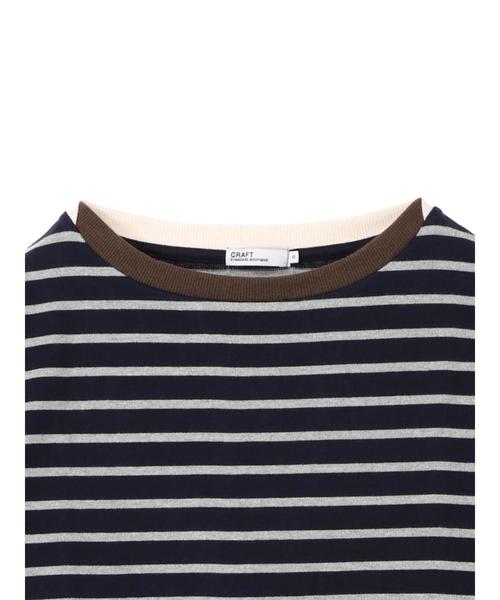 CRAFT STANDARD BOUTIQUE（クラフトスタンダードブティック）の「衿配色ボーダーカットBIGプルオーバー●（Tシャツ/カットソー・レディース・ネイビー/アイボリー・L/M）」の18枚目の写真