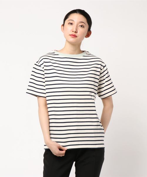 CRAFT STANDARD BOUTIQUE（クラフトスタンダードブティック）の「衿配色ボーダーカットBIGプルオーバー●（Tシャツ/カットソー・レディース・ネイビー/アイボリー・L/M）」の5枚目の写真
