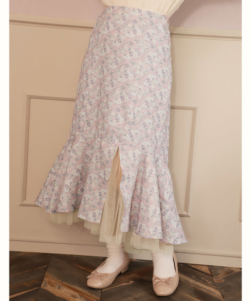 one after another NICE CLAUP（ワンアフターアナザーナイスクラップ）の「【Flower Collection】フラワー裾チュールスカート（スカート・レディース・ブラウン/ラベンダー・FREE）」の14枚目の写真