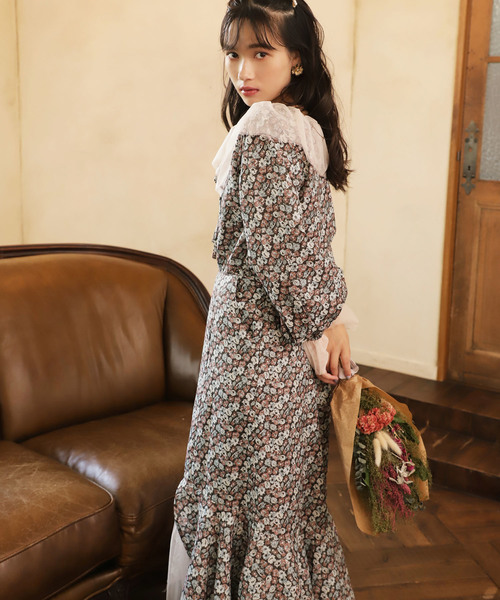 one after another NICE CLAUP（ワンアフターアナザーナイスクラップ）の「【Flower Collection】フラワー裾チュールスカート（スカート・レディース・ブラウン/ラベンダー・FREE）」の3枚目の写真