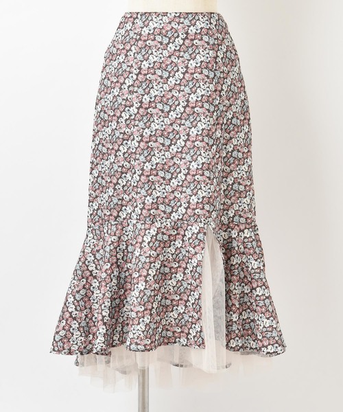 one after another NICE CLAUP（ワンアフターアナザーナイスクラップ）の「【Flower Collection】フラワー裾チュールスカート（スカート・レディース・ブラウン/ラベンダー・FREE）」の11枚目の写真