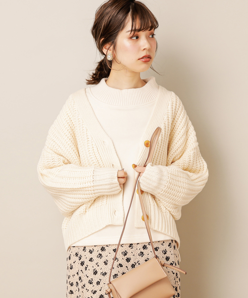 natural couture（ナチュラルクチュール）の「畦編みざっくりカーディガン（カーディガン/ボレロ・レディース・ベージュ/ブラウン/アイボリー/ボルドー/マスタード/ラベンダー・FREE）」の7枚目の写真