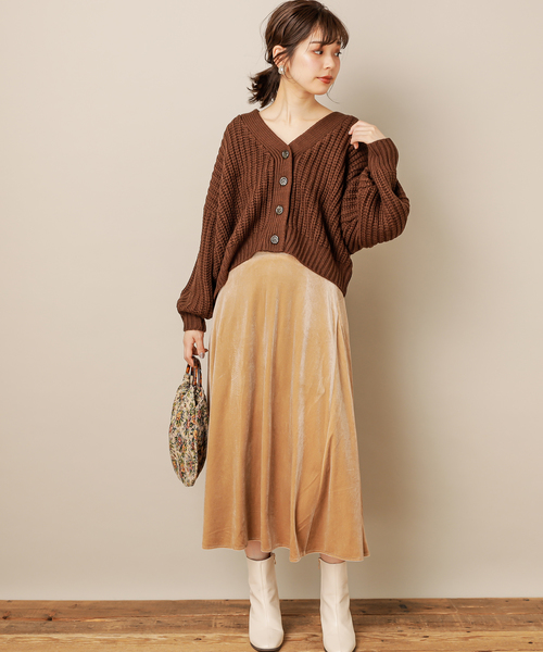 natural couture（ナチュラルクチュール）の「畦編みざっくりカーディガン（カーディガン/ボレロ・レディース・ベージュ/ブラウン/アイボリー/ボルドー/マスタード/ラベンダー・FREE）」の17枚目の写真