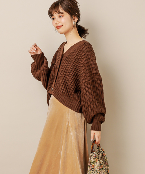 natural couture（ナチュラルクチュール）の「畦編みざっくりカーディガン（カーディガン/ボレロ・レディース・ベージュ/ブラウン/アイボリー/ボルドー/マスタード/ラベンダー・FREE）」の11枚目の写真