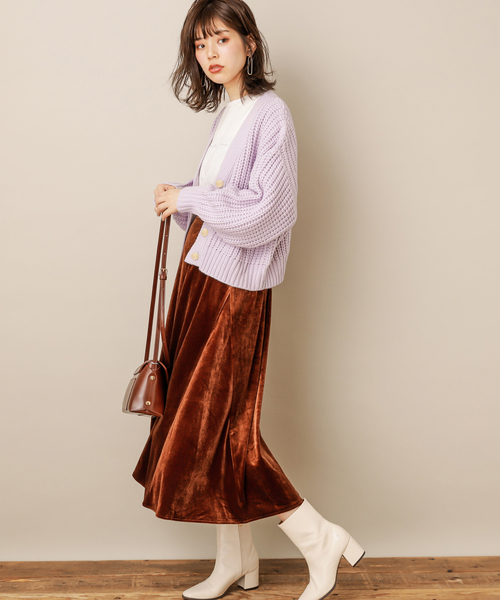 natural couture（ナチュラルクチュール）の「畦編みざっくりカーディガン（カーディガン/ボレロ・レディース・ベージュ/ブラウン/アイボリー/ボルドー/マスタード/ラベンダー・FREE）」の8枚目の写真