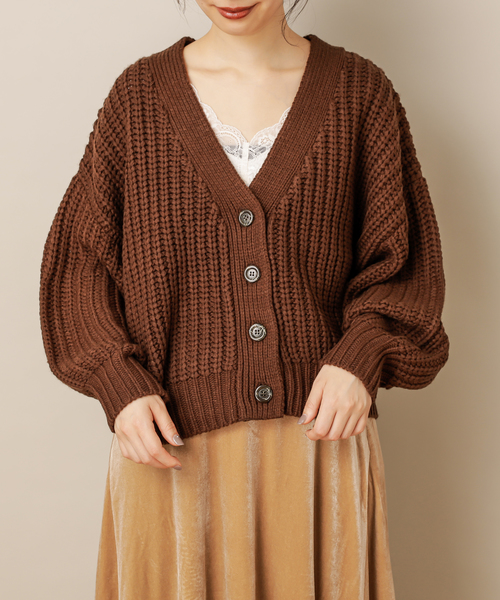 natural couture（ナチュラルクチュール）の「畦編みざっくりカーディガン（カーディガン/ボレロ・レディース・ベージュ/ブラウン/アイボリー/ボルドー/マスタード/ラベンダー・FREE）」の13枚目の写真