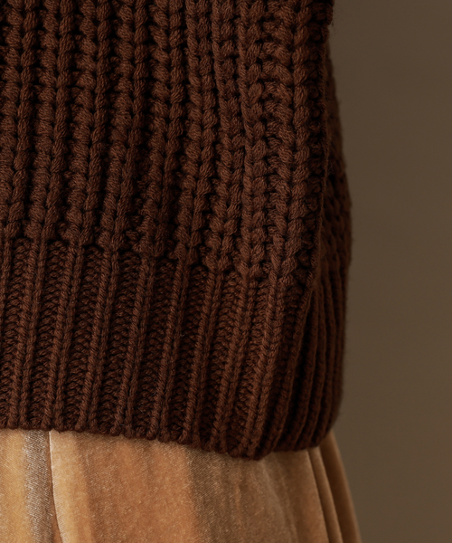 natural couture（ナチュラルクチュール）の「畦編みざっくりカーディガン（カーディガン/ボレロ・レディース・ベージュ/ブラウン/アイボリー/ボルドー/マスタード/ラベンダー・FREE）」の10枚目の写真