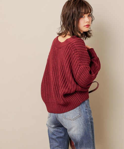 natural couture（ナチュラルクチュール）の「畦編みざっくりカーディガン（カーディガン/ボレロ・レディース・ベージュ/ブラウン/アイボリー/ボルドー/マスタード/ラベンダー・FREE）」の9枚目の写真