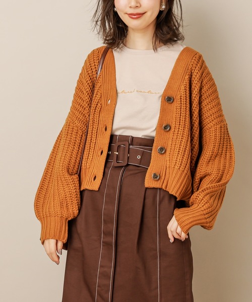 natural couture（ナチュラルクチュール）の「畦編みざっくりカーディガン（カーディガン/ボレロ・レディース・ベージュ/ブラウン/アイボリー/ボルドー/マスタード/ラベンダー・FREE）」の21枚目の写真