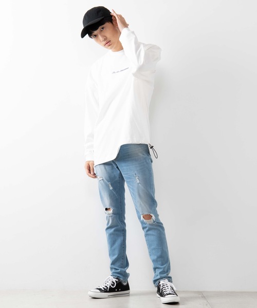 WEGO（ウィゴー）の「WEGO/カラーロゴ刺繍ロンＴ（Tシャツ/カットソー・メンズ・ホワイト/ブラック/パープル・MEDIUM/LARGE）」の13枚目の写真