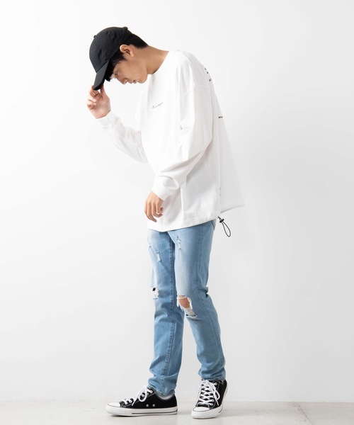 WEGO（ウィゴー）の「WEGO/カラーロゴ刺繍ロンＴ（Tシャツ/カットソー・メンズ・ホワイト/ブラック/パープル・MEDIUM/LARGE）」の15枚目の写真