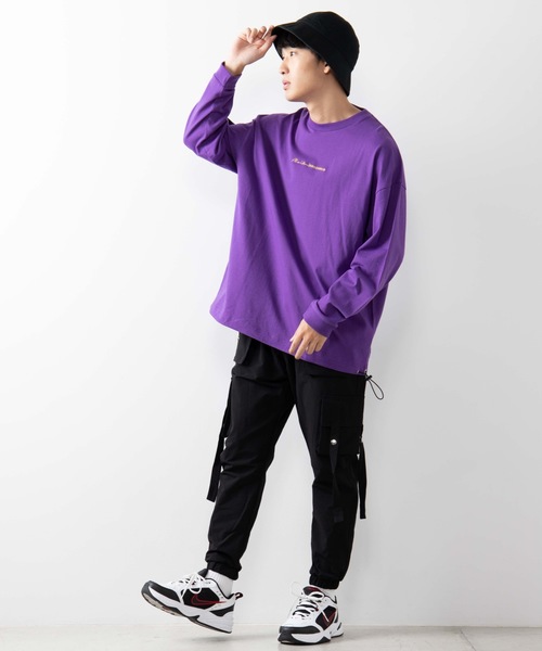 WEGO（ウィゴー）の「WEGO/カラーロゴ刺繍ロンＴ（Tシャツ/カットソー・メンズ・ホワイト/ブラック/パープル・MEDIUM/LARGE）」の21枚目の写真