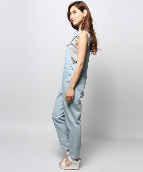 goocy(グースィー)の「サンカクポケットオーバーオール(サロペット/オーバーオール・レディース・ホワイト/ブルー・FREE)」の4枚目の写真