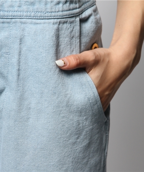 goocy(グースィー)の「サンカクポケットオーバーオール(サロペット/オーバーオール・レディース・ホワイト/ブルー・FREE)」の7枚目の写真