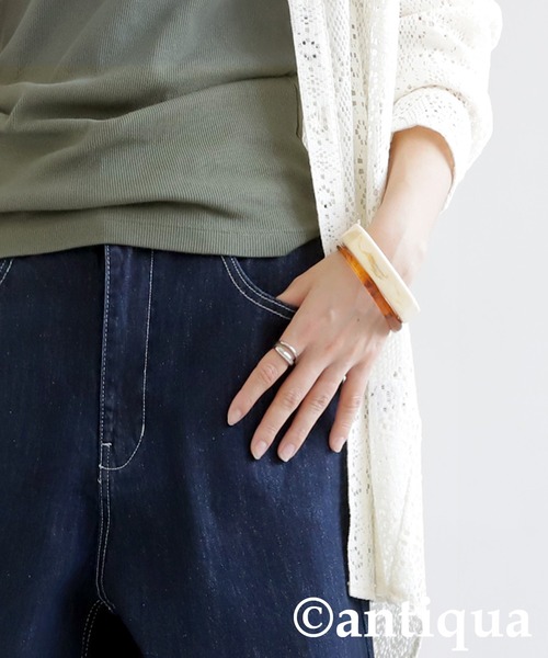 antiqua(アンティカ)の「ワイドデニムパンツ(デニムパンツ・レディース・ブルー/ノンウォッシュ/カーキ/キャメル/ブラック/ナチュラル・S/M/L)」の15枚目の写真