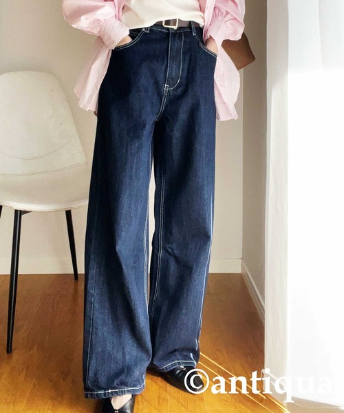 オンラインショップ ワイドデニムパンツ（デニムパンツ）｜antiqua（アンティカ）の パンツ