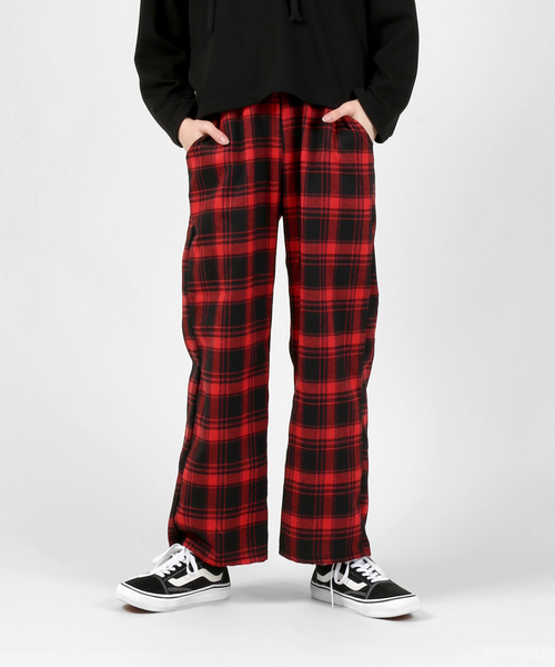 DING（ディング）の「DING/チェック柄イージーパンツ（その他パンツ・レディース・グリーン/ブラック/レッド/ブルー・FREE）」の4枚目の写真