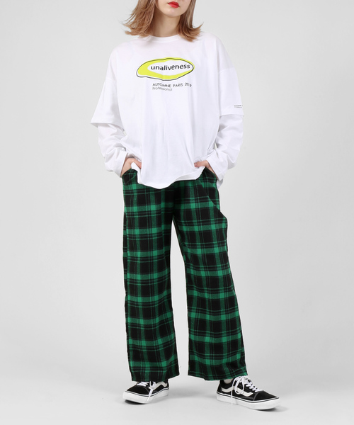 DING（ディング）の「DING/チェック柄イージーパンツ（その他パンツ・レディース・グリーン/ブラック/レッド/ブルー・FREE）」の6枚目の写真