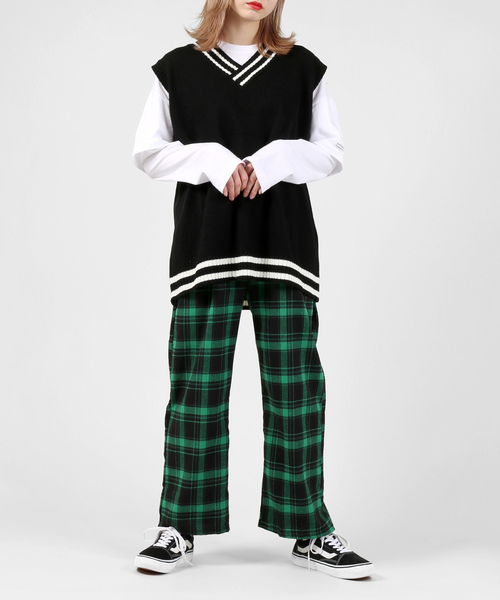 DING（ディング）の「DING/チェック柄イージーパンツ（その他パンツ・レディース・グリーン/ブラック/レッド/ブルー・FREE）」の10枚目の写真