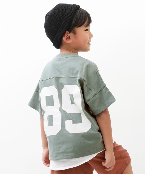 devirock（デビロック）の「バックプリントTシャツ（Tシャツ/カットソー・キッズ・キャメル/モカ/バイオレット/スミクロ/ダークオリーブ/パープル系その他/サックスブルー/ブルー系その他/ベージュ/グリーン系その他・120cm/100cm/140cm/160cm/150cm/110cm/130cm）」の7枚目の写真