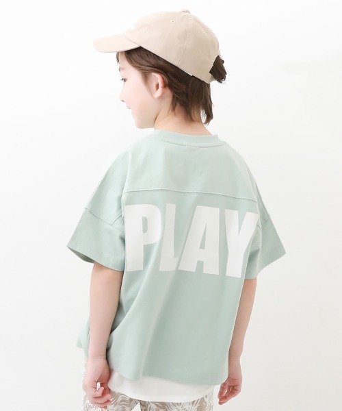 devirock（デビロック）の「バックプリントTシャツ（Tシャツ/カットソー・キッズ・キャメル/モカ/バイオレット/スミクロ/ダークオリーブ/パープル系その他/サックスブルー/ブルー系その他/ベージュ/グリーン系その他・120cm/100cm/140cm/160cm/150cm/110cm/130cm）」の6枚目の写真