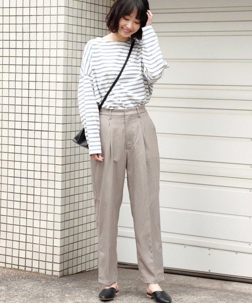 LAKOLE(ラコレ)の「ボーダーバスクTシャツ / LAKOLE(Tシャツ/カットソー・レディース・ベージュ/ネイビー/ブラウン/サックスブルー・SMALL/MEDIUM)」の6枚目の写真