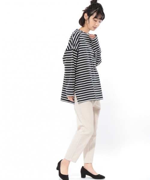 LAKOLE(ラコレ)の「ボーダーバスクTシャツ / LAKOLE(Tシャツ/カットソー・レディース・ベージュ/ネイビー/ブラウン/サックスブルー・SMALL/MEDIUM)」の13枚目の写真