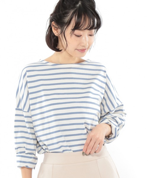 LAKOLE(ラコレ)の「ボーダーバスクTシャツ / LAKOLE(Tシャツ/カットソー・レディース・ベージュ/ネイビー/ブラウン/サックスブルー・SMALL/MEDIUM)」の15枚目の写真