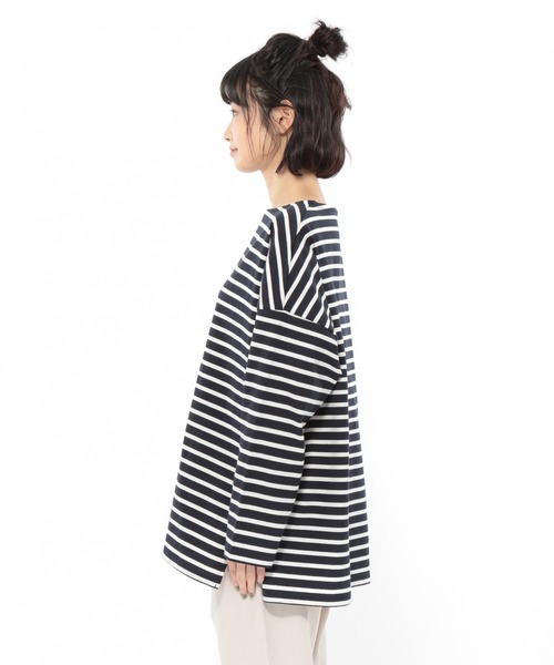 LAKOLE(ラコレ)の「ボーダーバスクTシャツ / LAKOLE(Tシャツ/カットソー・レディース・ベージュ/ネイビー/ブラウン/サックスブルー・SMALL/MEDIUM)」の17枚目の写真