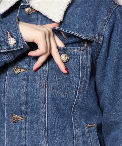 WEGO（ウィゴー）の「WEGO/ボアGジャン（デニムジャケット・レディース・インディゴブルー/ダークインディゴブルー/アイボリー・FREE）」の12枚目の写真