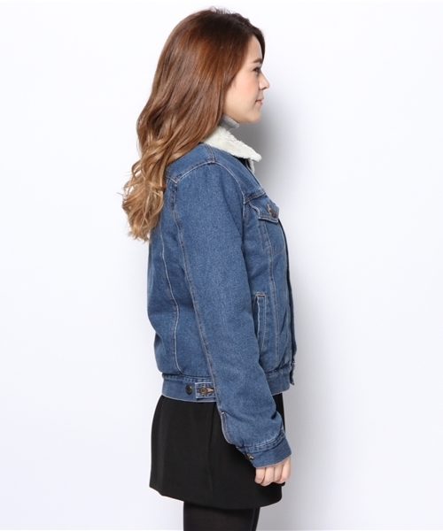 WEGO（ウィゴー）の「WEGO/ボアGジャン（デニムジャケット・レディース・インディゴブルー/ダークインディゴブルー/アイボリー・FREE）」の8枚目の写真