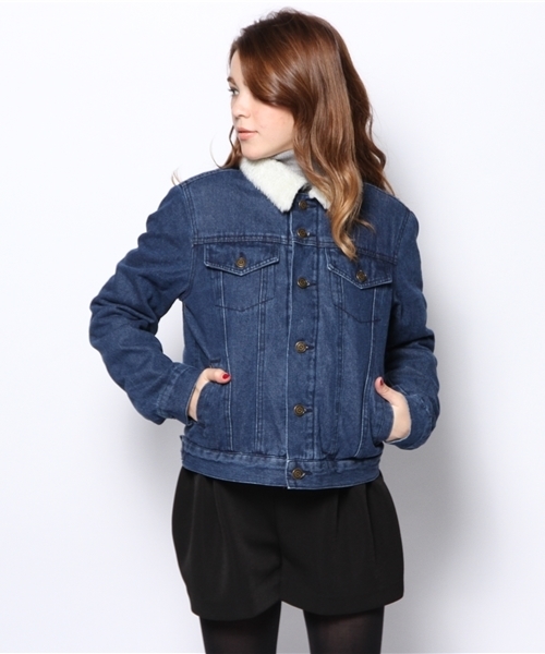 WEGO（ウィゴー）の「WEGO/ボアGジャン（デニムジャケット・レディース・インディゴブルー/ダークインディゴブルー/アイボリー・FREE）」の15枚目の写真