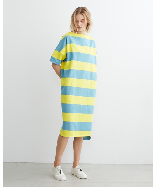 Traditional Weatherwear(トラディショナルウェザーウェア)の「BMB T-DRESS(ワンピース・レディース・イエロー系その他/ホワイト×グリーン・S)」の15枚目の写真