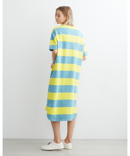 Traditional Weatherwear(トラディショナルウェザーウェア)の「BMB T-DRESS(ワンピース・レディース・イエロー系その他/ホワイト×グリーン・S)」の13枚目の写真