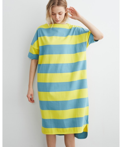 Traditional Weatherwear(トラディショナルウェザーウェア)の「BMB T-DRESS(ワンピース・レディース・イエロー系その他/ホワイト×グリーン・S)」の11枚目の写真