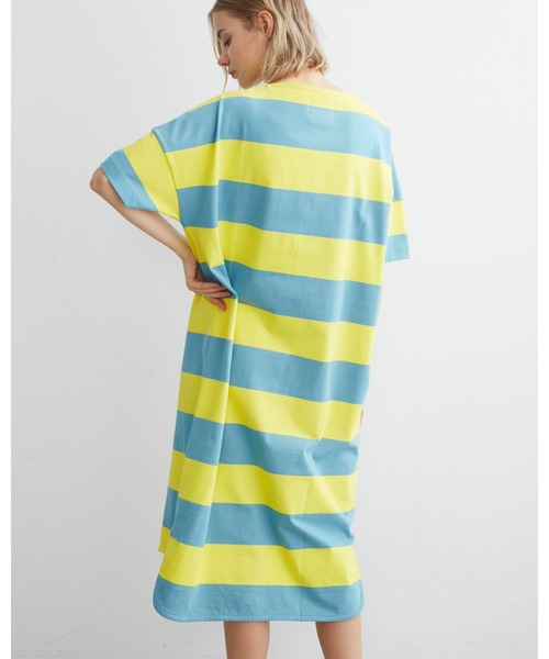 Traditional Weatherwear(トラディショナルウェザーウェア)の「BMB T-DRESS(ワンピース・レディース・イエロー系その他/ホワイト×グリーン・S)」の10枚目の写真