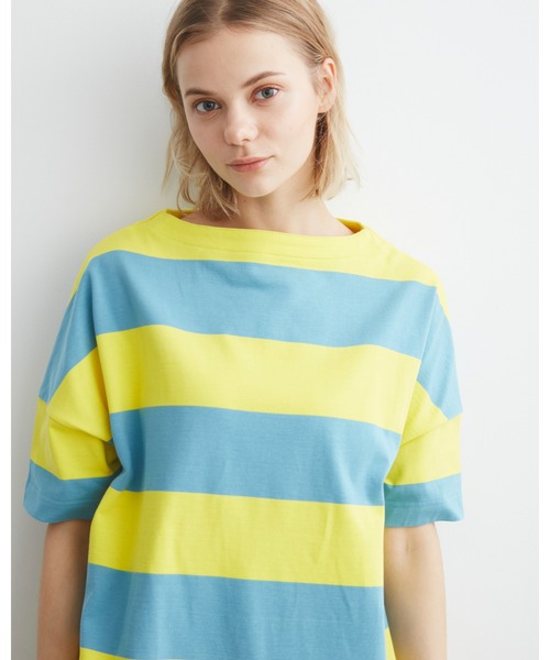 Traditional Weatherwear(トラディショナルウェザーウェア)の「BMB T-DRESS(ワンピース・レディース・イエロー系その他/ホワイト×グリーン・S)」の9枚目の写真