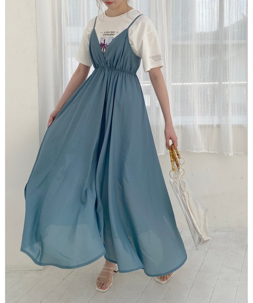 archives（アルシーヴ）の「箔シフォンキャミワンピース（ワンピース・レディース・ピンクベージュ/ブルー/イエロー/ベージュ/ブラウン・MEDIUM）」の8枚目の写真