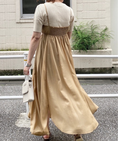 archives（アルシーヴ）の「箔シフォンキャミワンピース（ワンピース・レディース・ピンクベージュ/ブルー/イエロー/ベージュ/ブラウン・MEDIUM）」の14枚目の写真