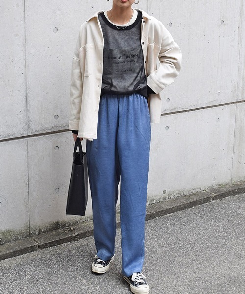 Marient（マリエント）の「ヴィンテージサテンラインパンツ（その他パンツ・レディース・ピンク/ブルー/ライトグリーン/アイボリー・FREE）」の3枚目の写真