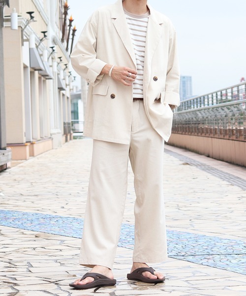 PairPair（ペアペア）の「リネンワイドアンクルパンツ(セットアップ)（その他パンツ・メンズ・アイボリー/ブルーグレー・FREE）」の5枚目の写真