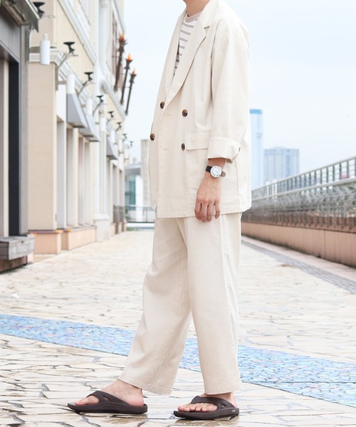 PairPair（ペアペア）の「リネンワイドアンクルパンツ(セットアップ)（その他パンツ・メンズ・アイボリー/ブルーグレー・FREE）」の6枚目の写真