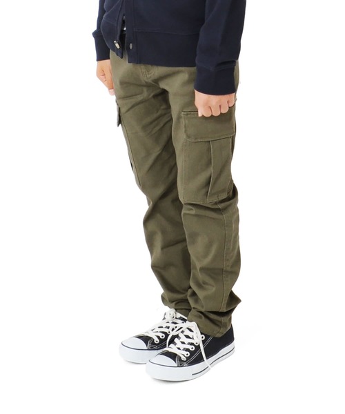 GLAZOS（グラソス）の「[スリム]ストレッチツイル・カーゴパンツ（カーゴパンツ・キッズ・ブラック/ベージュ/カーキ・130cm/140cm/150cm/160cm）」の8枚目の写真