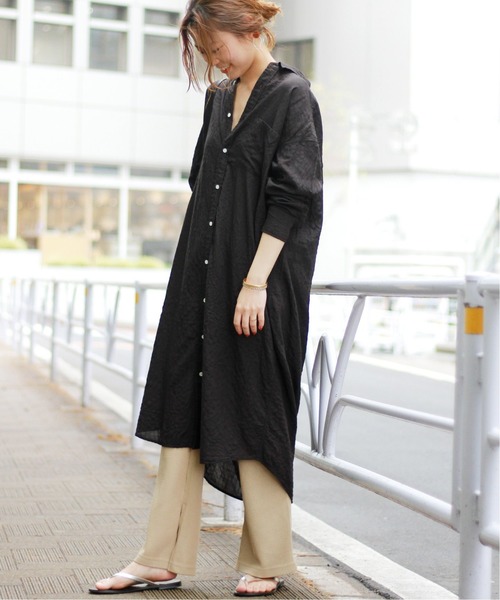 relume JOURNAL STANDARDロングワンピース フリル ブラック JOURNAL STANDARD relume ロングシャツワンピース ブラック
